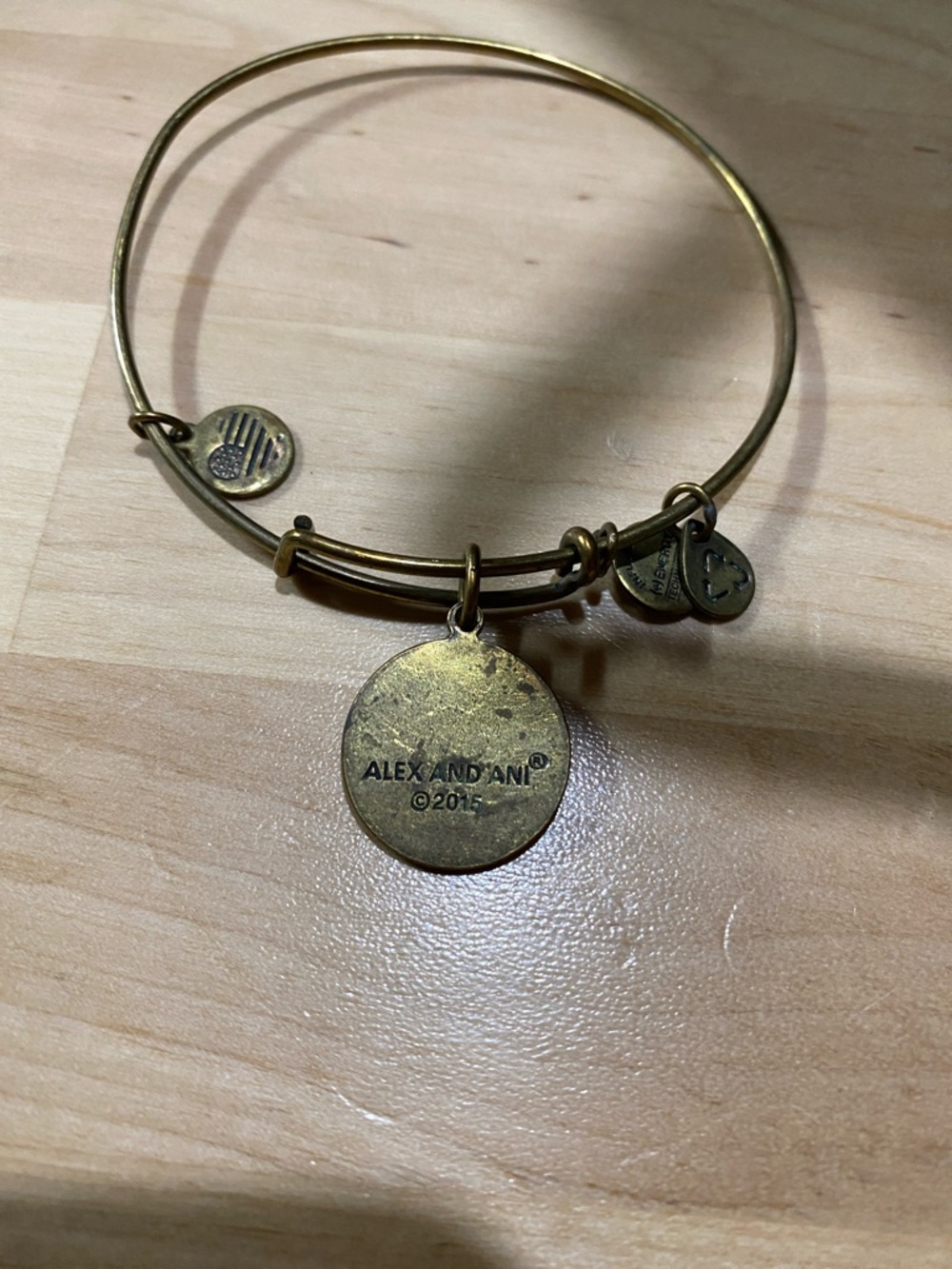 Alex And Ani H Gold-Tone Charm Bangle Bracelet - Picture 2 of 3